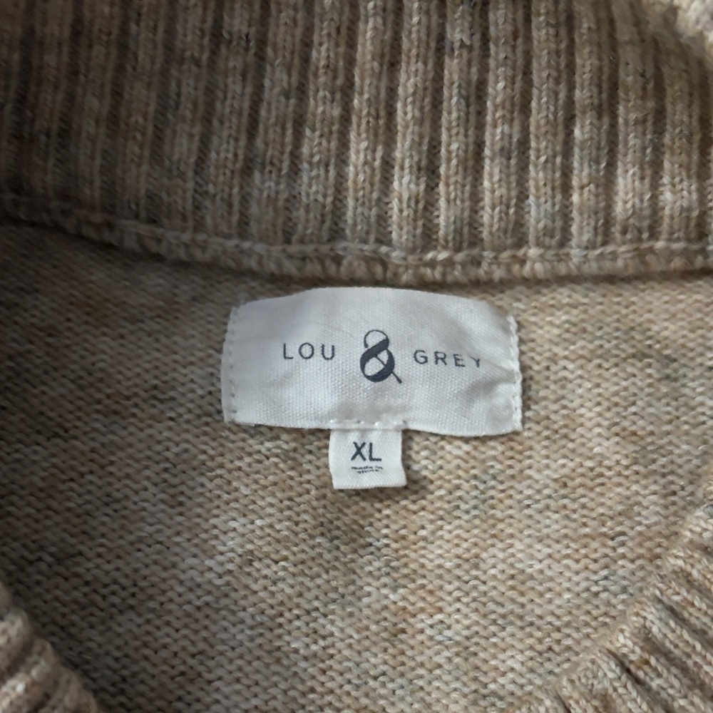 Lou & Grey Beige Crewneck Sweater with Black and White Accents - Picture 2 of 3